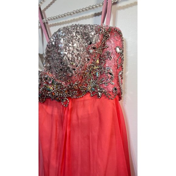 Blush Prom Coral Strapless Dress - Picture 3 of 9